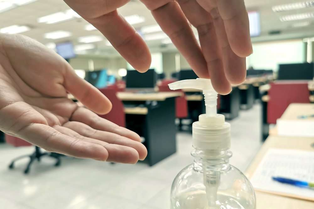 hand sanitizer in the office