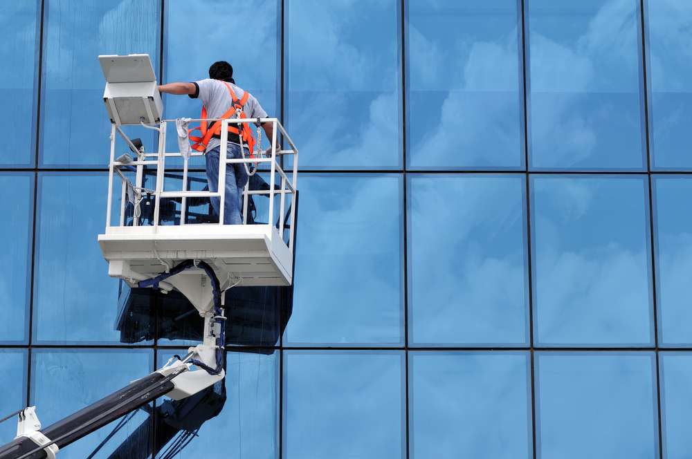 Cleaning office windows